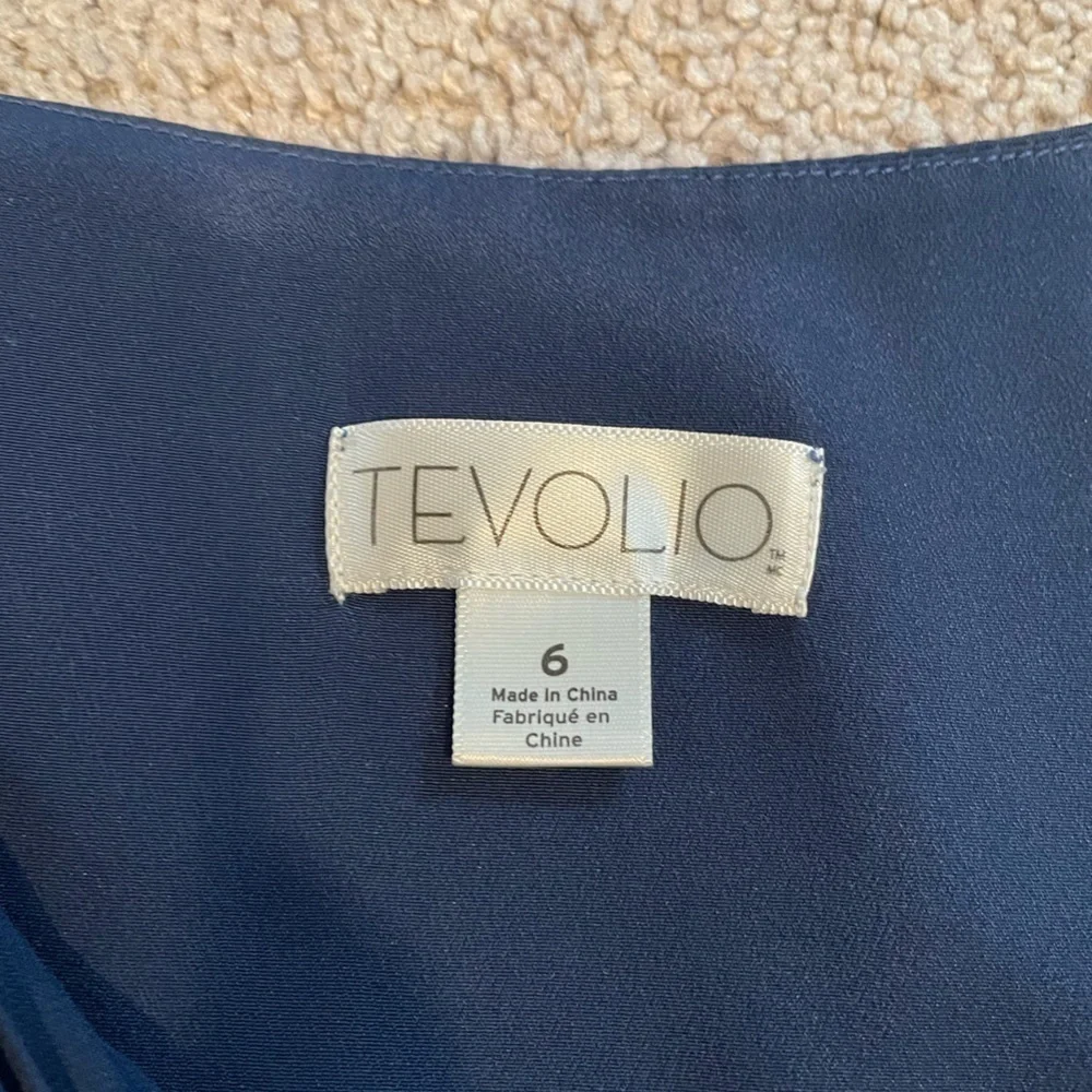 Tevolio Blue Sleeveless V-Neck Dress With Side Zipper- Size 6 - Picture 8 of 12